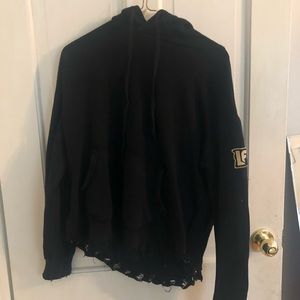 LF Distressed Black Hoodie